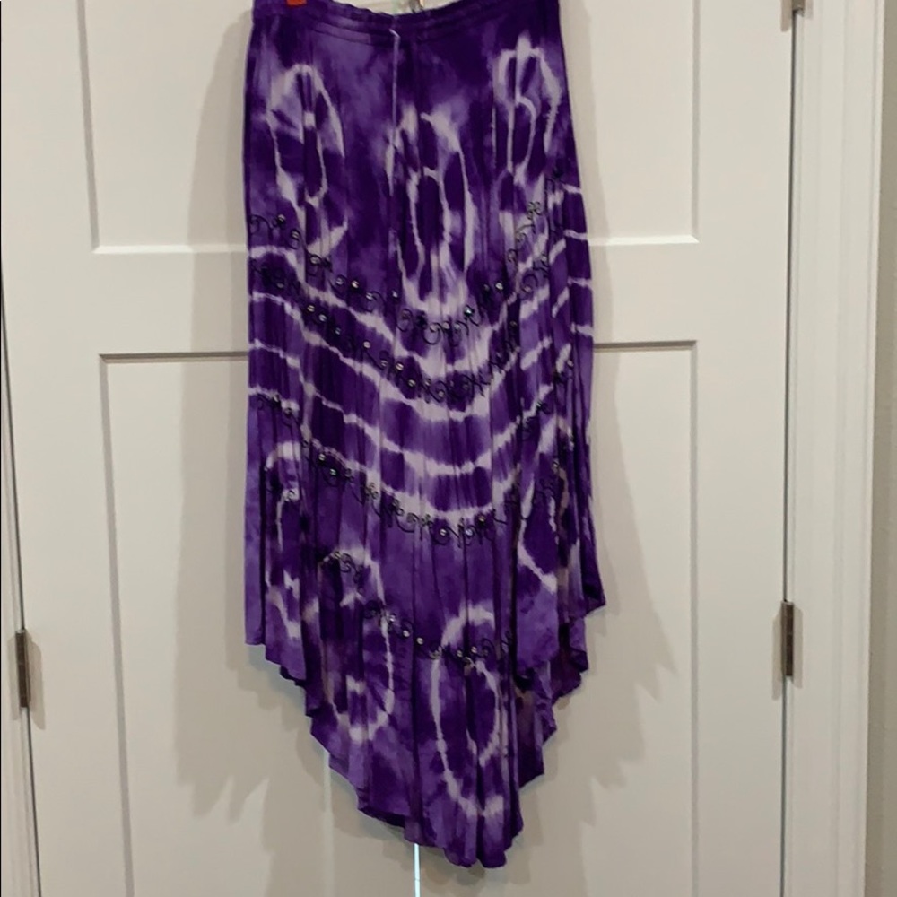 Purple Tie-Dyed Handkerchief Hem Skirt